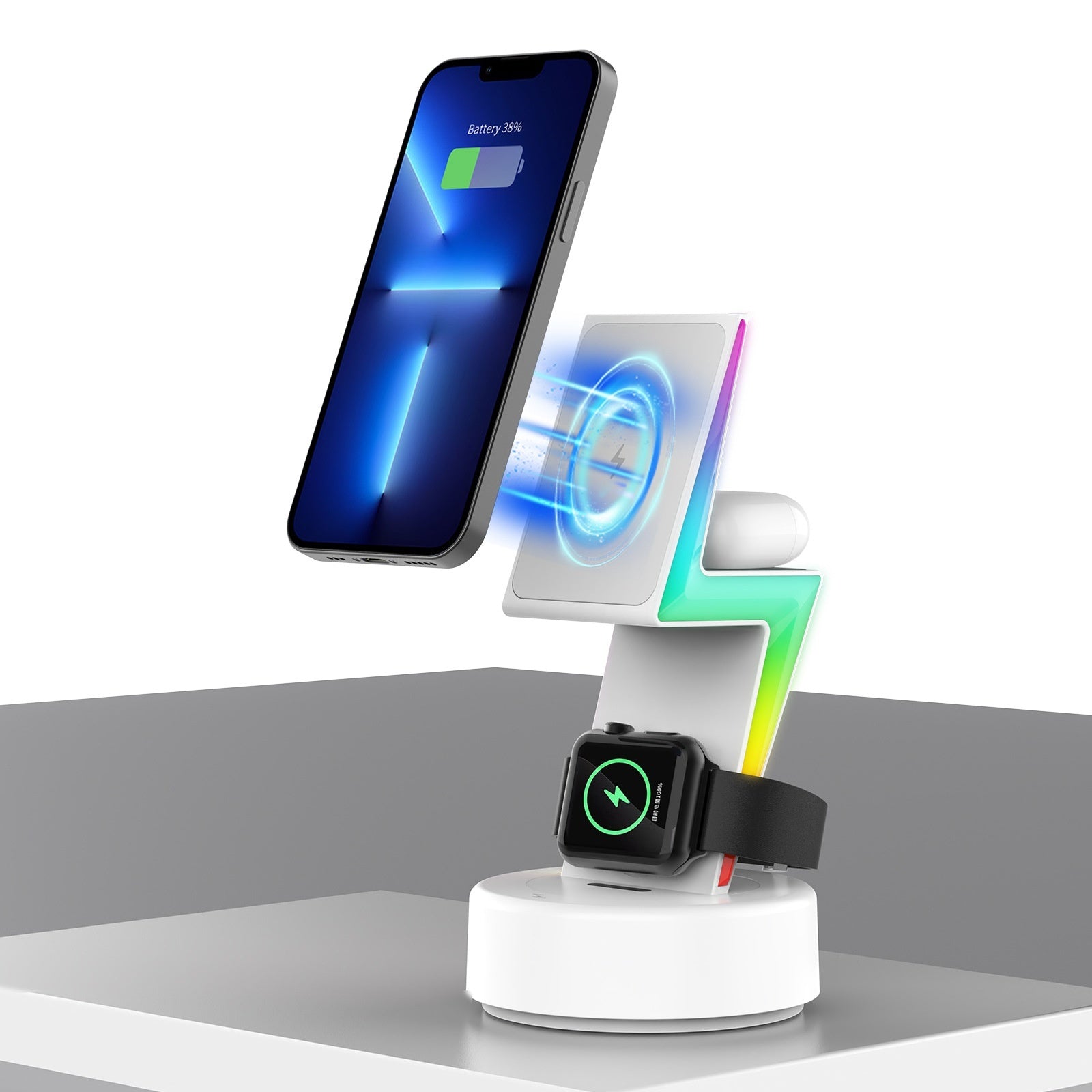 Lightning Three-in-one Mobile Phone Watch Wireless Charger