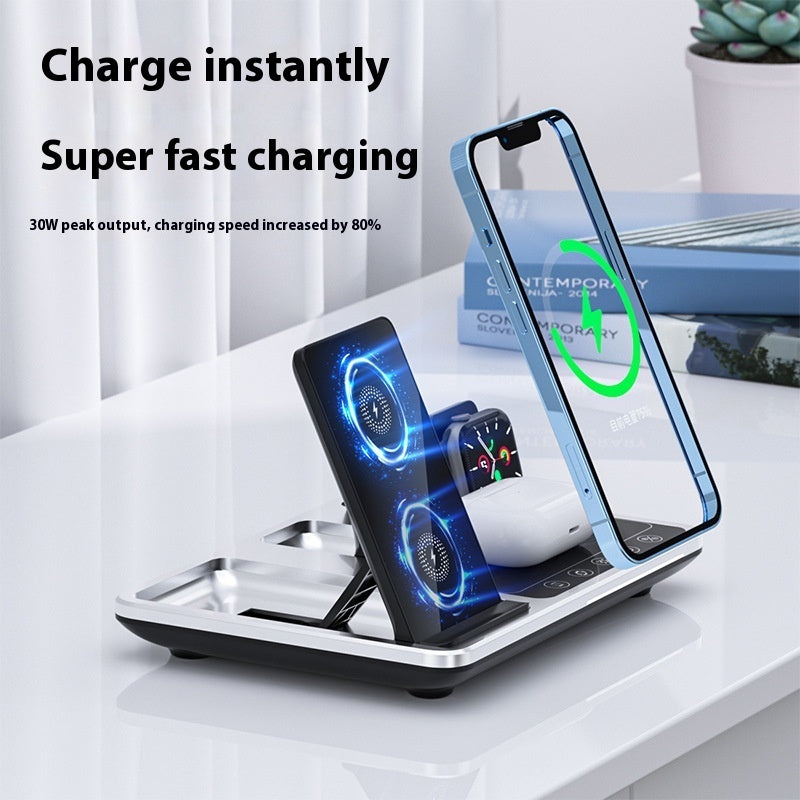 Wireless Fast Charging Clock with Folding Phone Stand