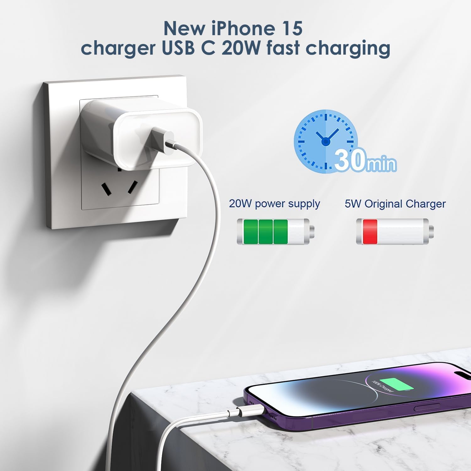 iPhone & iPad Travel Charger with Lightning Cable