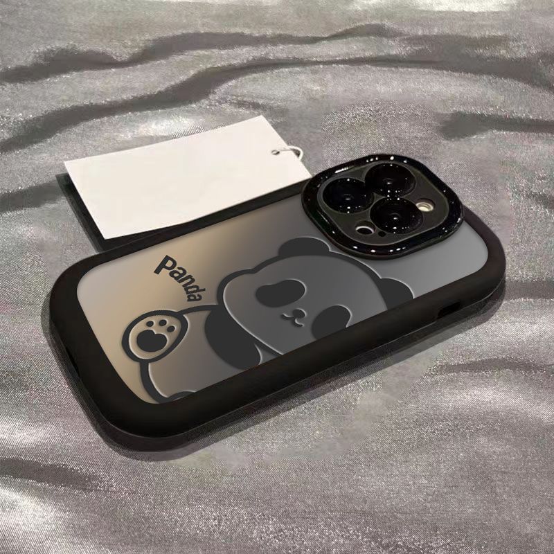 iPhone X-12 Pro Max Gradient Panda Silicone Phone Case