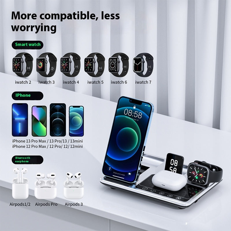 Wireless Fast Charging Clock with Folding Phone Stand