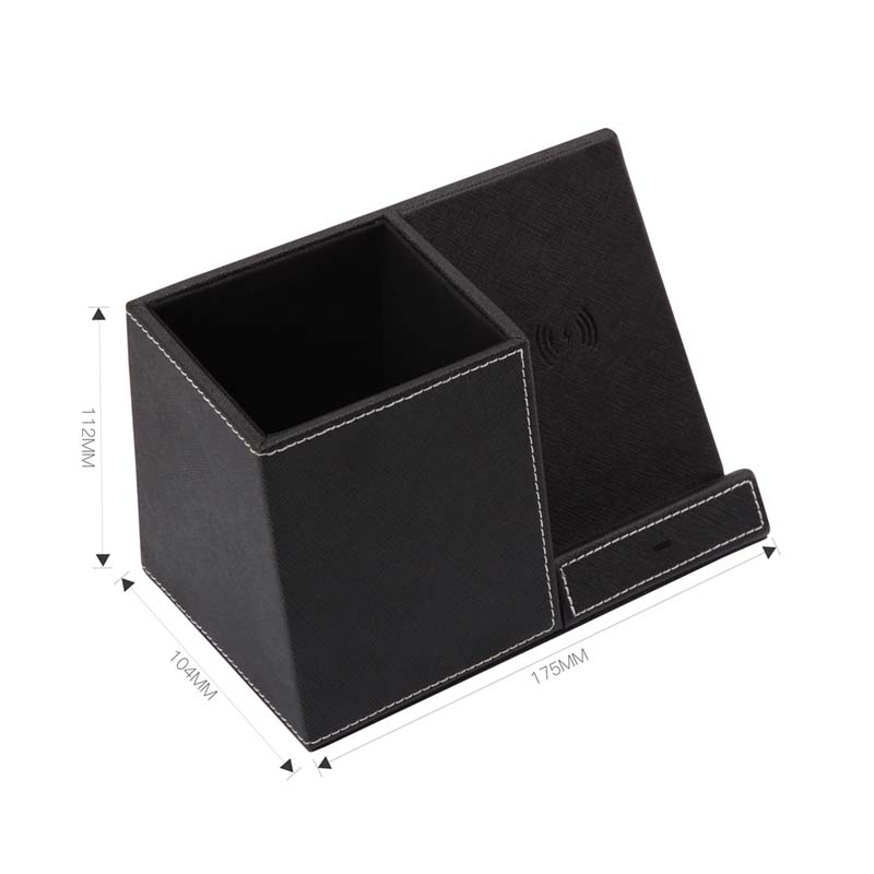 Leather Pen Holder & Wireless Phone Charging Stand