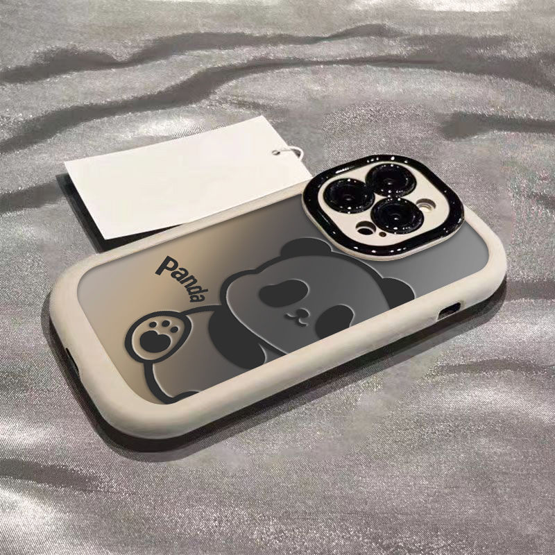 iPhone X-12 Pro Max Gradient Panda Silicone Phone Case