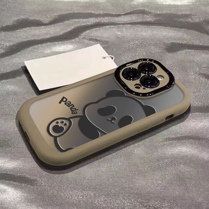 iPhone X-12 Pro Max Gradient Panda Silicone Phone Case