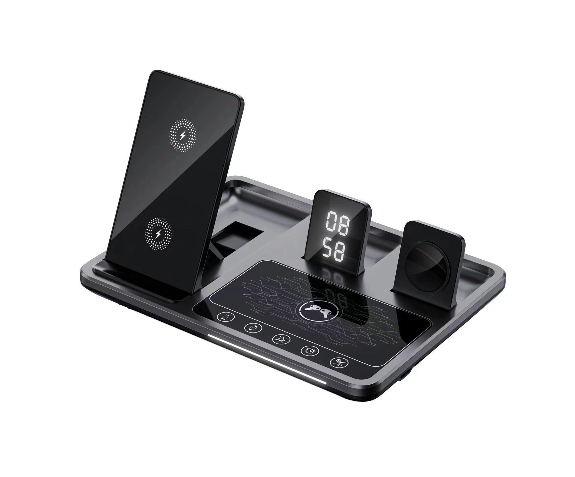 Wireless Fast Charging Clock with Folding Phone Stand