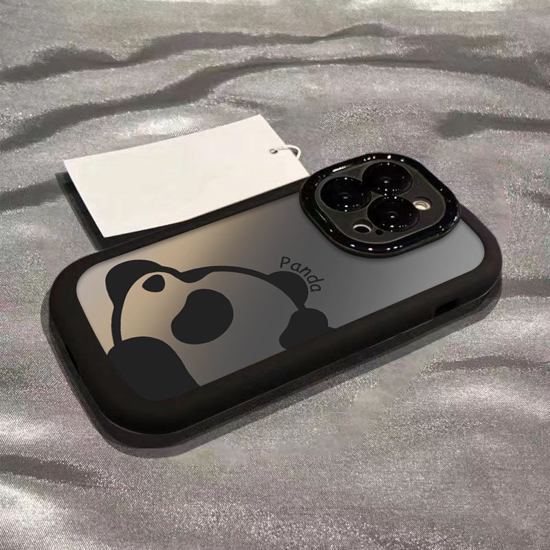 iPhone X-12 Pro Max Gradient Panda Silicone Phone Case