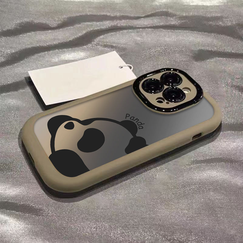 iPhone X-12 Pro Max Gradient Panda Silicone Phone Case